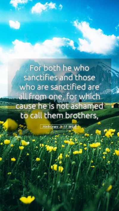 Picture 05 - Hebrews 2:11 WEB Mobile Phone Wallpaper - For both he who sanctifies and those who are - Mobile Bible Verse Wallpaper