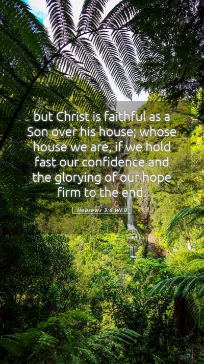 Picture 05 - Hebrews 3:6 WEB Mobile Phone Wallpaper - but Christ is faithful as a Son over his house; - Mobile Bible Verse Wallpaper