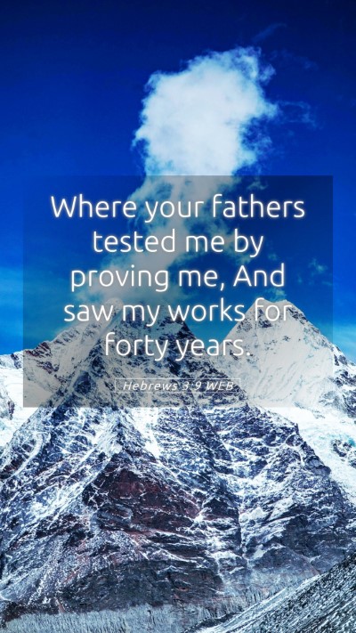 Picture 05 - Hebrews 3:9 WEB Mobile Phone Wallpaper - Where your fathers tested me by proving me, And - Mobile Bible Verse Wallpaper