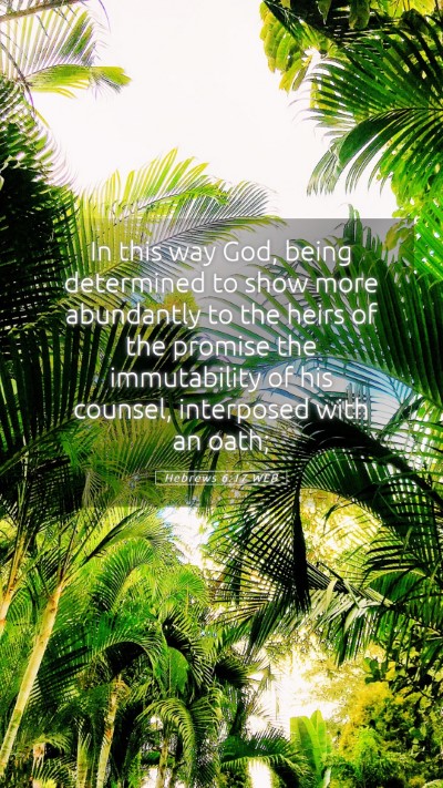 Picture 05 - Hebrews 6:17 WEB Mobile Phone Wallpaper - In this way God, being determined to show more - Mobile Bible Verse Wallpaper