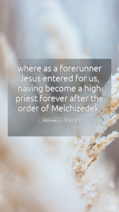 Picture 05 - Hebrews 6:20 WEB Mobile Phone Wallpaper - where as a forerunner Jesus entered for us, - Mobile Bible Verse Wallpaper