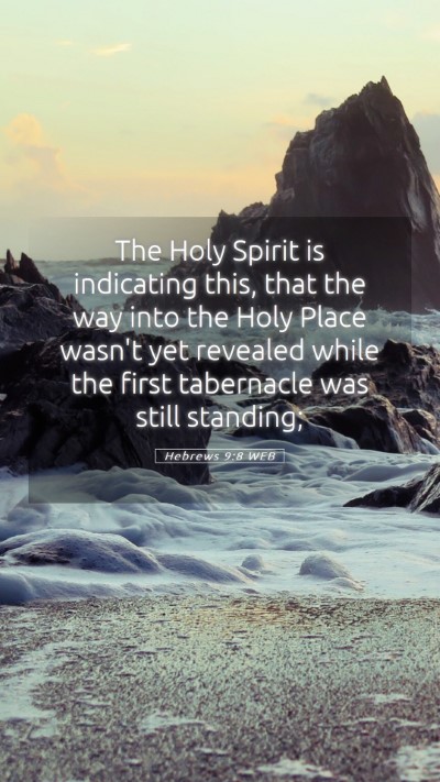 Picture 05 - Hebrews 9:8 WEB Mobile Phone Wallpaper - The Holy Spirit is indicating this, that the way - Mobile Bible Verse Wallpaper