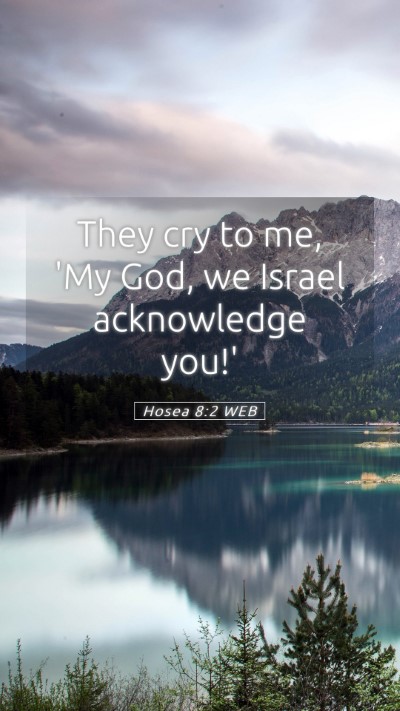 Picture 05 - Hosea 8:2 WEB Mobile Phone Wallpaper - They cry to me, 'My God, we Israel acknowledge - Mobile Bible Verse Wallpaper