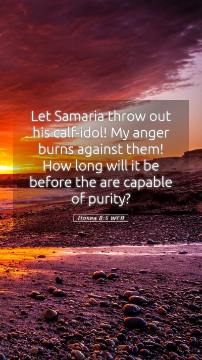Picture 05 - Hosea 8:5 WEB Mobile Phone Wallpaper - Let Samaria throw out his calf-idol! My anger - Mobile Bible Verse Wallpaper
