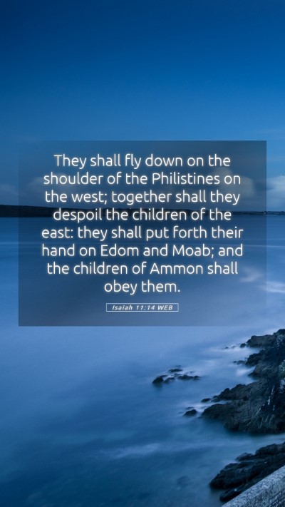Picture 05 - Isaiah 11:14 WEB Mobile Phone Wallpaper - They shall fly down on the shoulder of the - Mobile Bible Verse Wallpaper