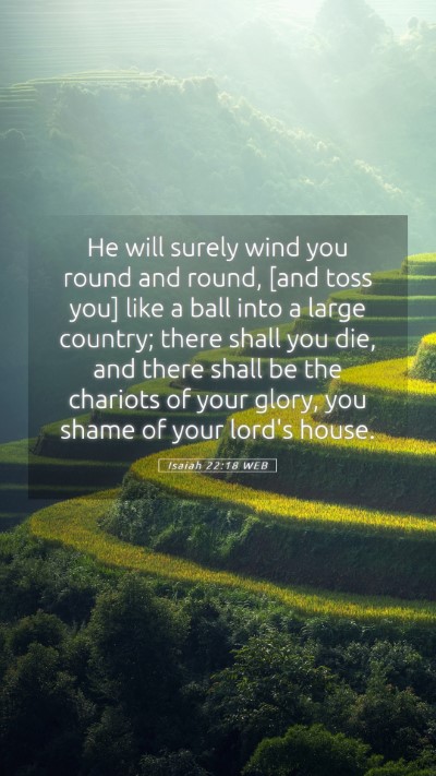 Picture 05 - Isaiah 22:18 WEB Mobile Phone Wallpaper - He will surely wind you round and round, [and - Mobile Bible Verse Wallpaper