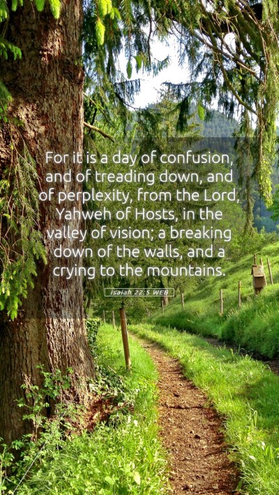 Picture 05 - Isaiah 22:5 WEB Mobile Phone Wallpaper - For it is a day of confusion, and of treading - Mobile Bible Verse Wallpaper