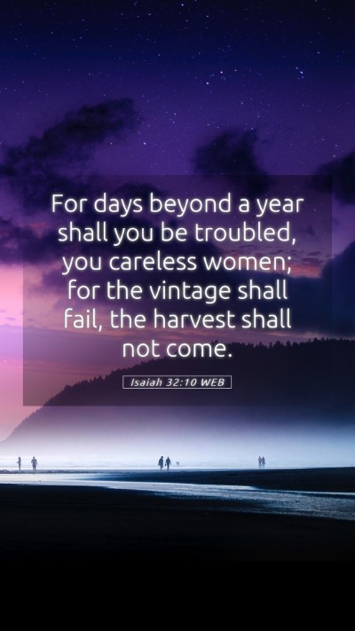 Picture 05 - Isaiah 32:10 WEB Mobile Phone Wallpaper - For days beyond a year shall you be troubled, you - Mobile Bible Verse Wallpaper