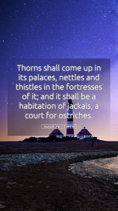 Picture 05 - Isaiah 34:13 WEB Mobile Phone Wallpaper - Thorns shall come up in its palaces, nettles and - Mobile Bible Verse Wallpaper