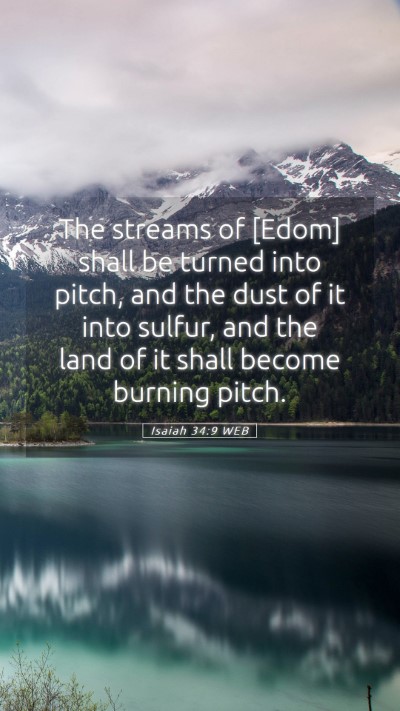 Picture 05 - Isaiah 34:9 WEB Mobile Phone Wallpaper - The streams of [Edom] shall be turned into pitch, - Mobile Bible Verse Wallpaper