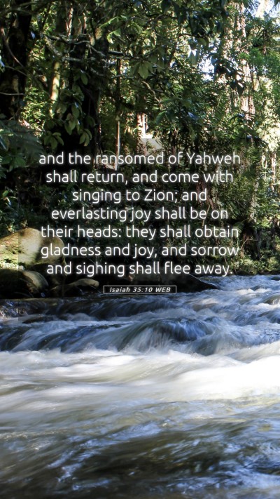 Picture 05 - Isaiah 35:10 WEB Mobile Phone Wallpaper - and the ransomed of Yahweh shall return, and come - Mobile Bible Verse Wallpaper