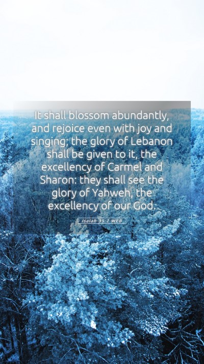 Picture 05 - Isaiah 35:2 WEB Mobile Phone Wallpaper - It shall blossom abundantly, and rejoice even - Mobile Bible Verse Wallpaper