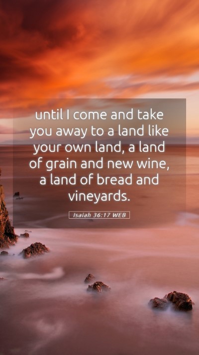 Picture 05 - Isaiah 36:17 WEB Mobile Phone Wallpaper - until I come and take you away to a land like - Mobile Bible Verse Wallpaper