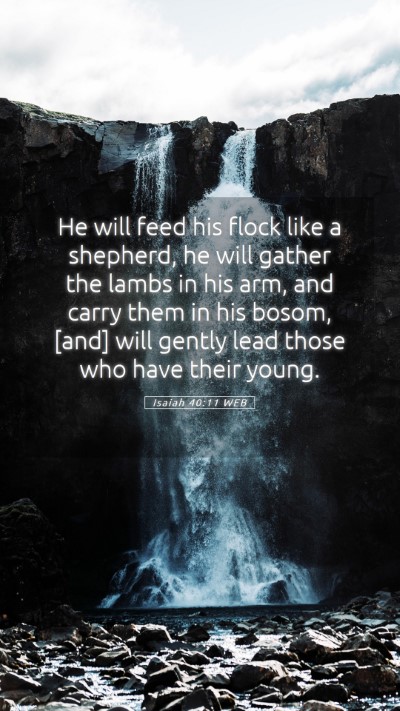 Picture 05 - Isaiah 40:11 WEB Mobile Phone Wallpaper - He will feed his flock like a shepherd, he will - Mobile Bible Verse Wallpaper