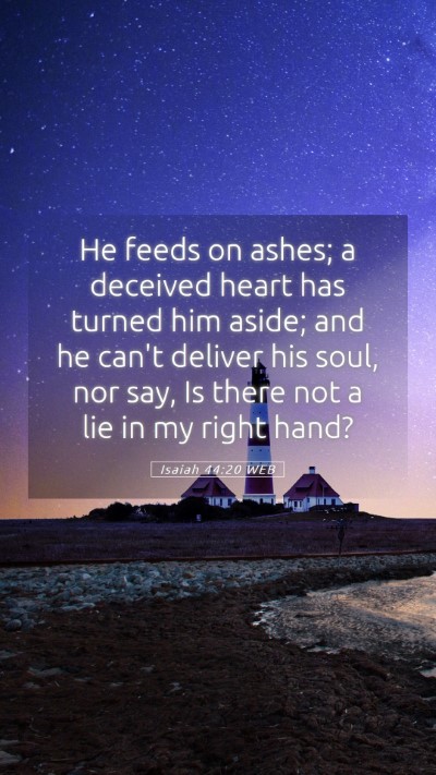 Picture 05 - Isaiah 44:20 WEB Mobile Phone Wallpaper - He feeds on ashes; a deceived heart has turned - Mobile Bible Verse Wallpaper