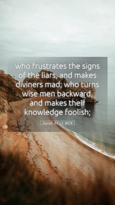 Picture 05 - Isaiah 44:25 WEB Mobile Phone Wallpaper - who frustrates the signs of the liars, and makes - Mobile Bible Verse Wallpaper