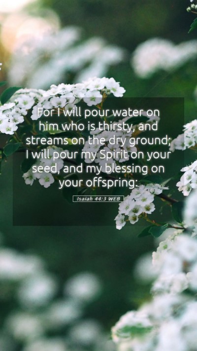 Picture 05 - Isaiah 44:3 WEB Mobile Phone Wallpaper - For I will pour water on him who is thirsty, and - Mobile Bible Verse Wallpaper