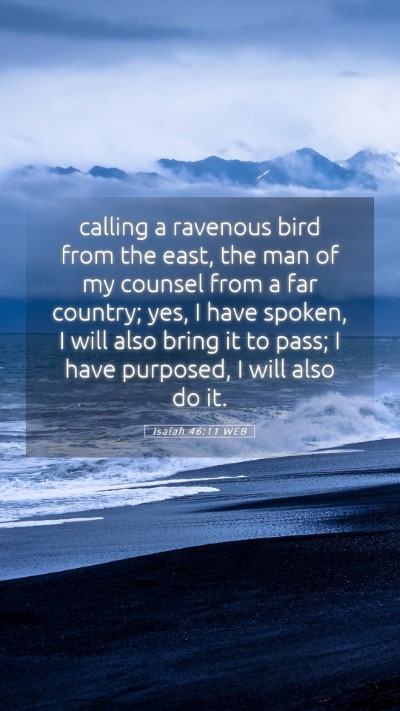 Picture 05 - Isaiah 46:11 WEB Mobile Phone Wallpaper - calling a ravenous bird from the east, the man of - Mobile Bible Verse Wallpaper
