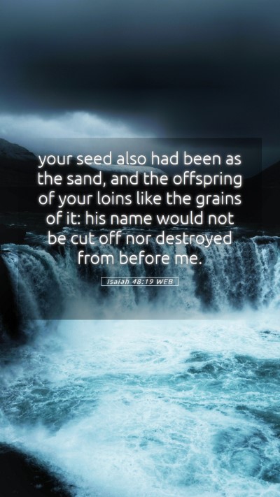Picture 05 - Isaiah 48:19 WEB Mobile Phone Wallpaper - your seed also had been as the sand, and the - Mobile Bible Verse Wallpaper