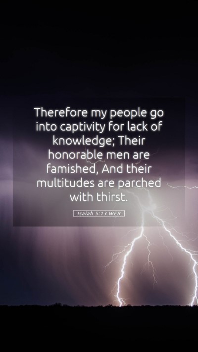 Picture 05 - Isaiah 5:13 WEB Mobile Phone Wallpaper - Therefore my people go into captivity for lack of - Mobile Bible Verse Wallpaper