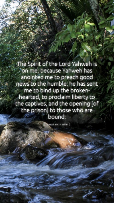 Picture 05 - Isaiah 61:1 WEB Mobile Phone Wallpaper - The Spirit of the Lord Yahweh is on me; because - Mobile Bible Verse Wallpaper