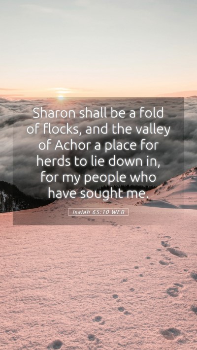 Picture 05 - Isaiah 65:10 WEB Mobile Phone Wallpaper - Sharon shall be a fold of flocks, and the valley - Mobile Bible Verse Wallpaper