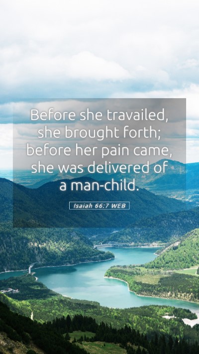 Picture 05 - Isaiah 66:7 WEB Mobile Phone Wallpaper - Before she travailed, she brought forth; before - Mobile Bible Verse Wallpaper