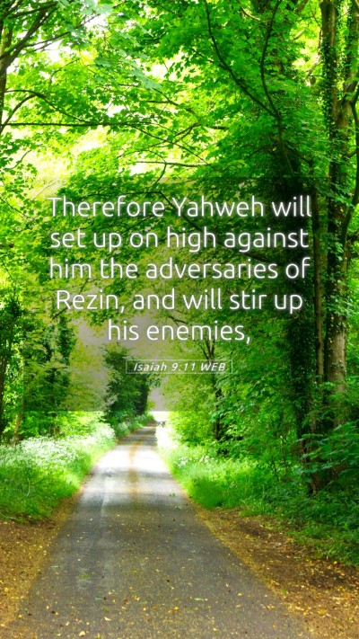 Picture 05 - Isaiah 9:11 WEB Mobile Phone Wallpaper - Therefore Yahweh will set up on high against him - Mobile Bible Verse Wallpaper