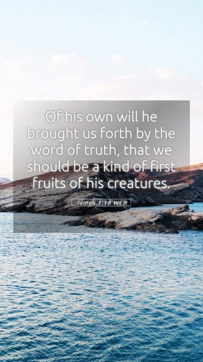 Picture 05 - James 1:18 WEB Mobile Phone Wallpaper - Of his own will he brought us forth by the word - Mobile Bible Verse Wallpaper