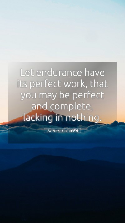 Picture 05 - James 1:4 WEB Mobile Phone Wallpaper - Let endurance have its perfect work, that you may - Mobile Bible Verse Wallpaper