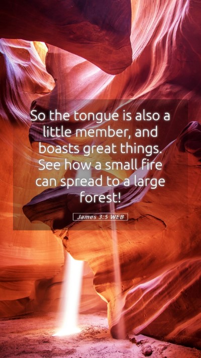 Picture 05 - James 3:5 WEB Mobile Phone Wallpaper - So the tongue is also a little member, and boasts - Mobile Bible Verse Wallpaper