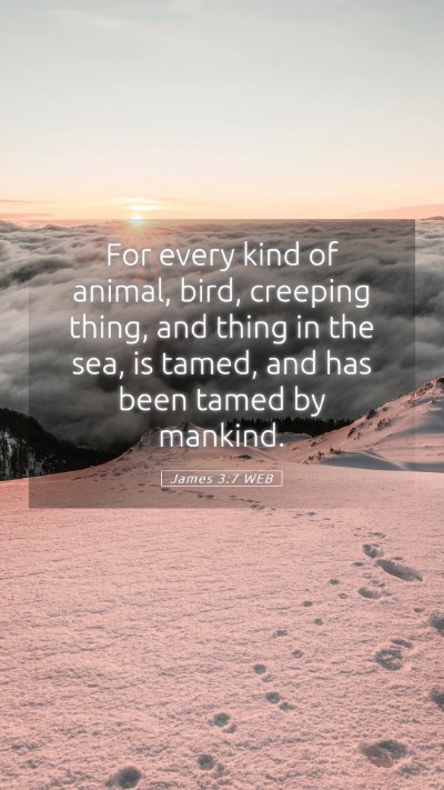 Picture 05 - James 3:7 WEB Mobile Phone Wallpaper - For every kind of animal, bird, creeping thing, - Mobile Bible Verse Wallpaper