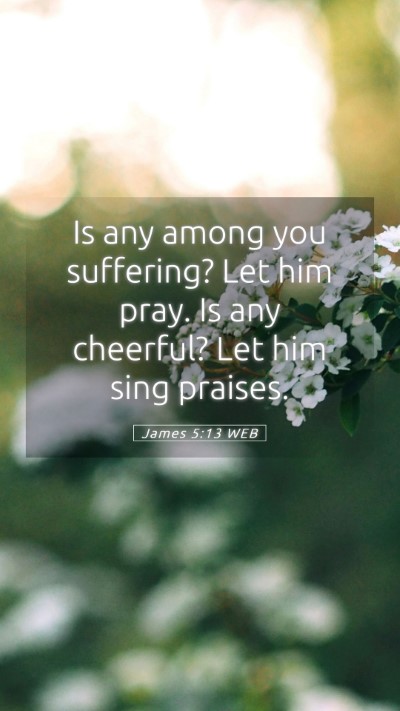 Picture 05 - James 5:13 WEB Mobile Phone Wallpaper - Is any among you suffering? Let him pray. Is any - Mobile Bible Verse Wallpaper