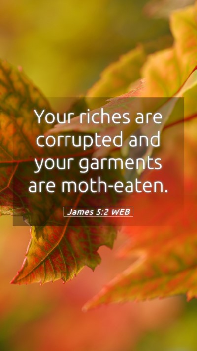 Picture 05 - James 5:2 WEB Mobile Phone Wallpaper - Your riches are corrupted and your garments are - Mobile Bible Verse Wallpaper