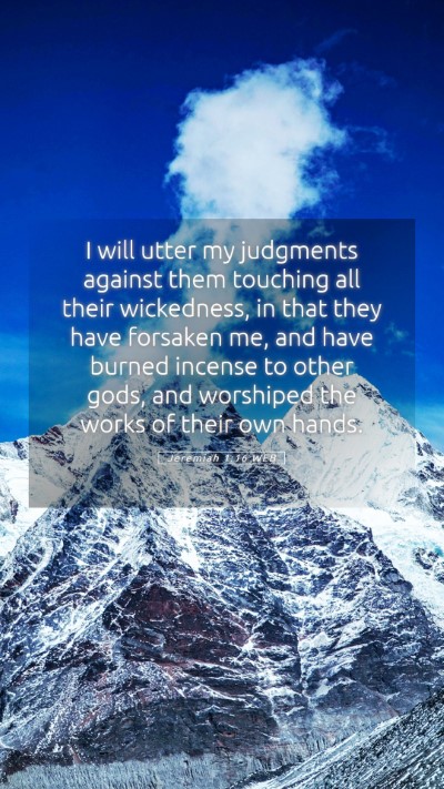 Picture 05 - Jeremiah 1:16 WEB Mobile Phone Wallpaper - I will utter my judgments against them touching - Mobile Bible Verse Wallpaper