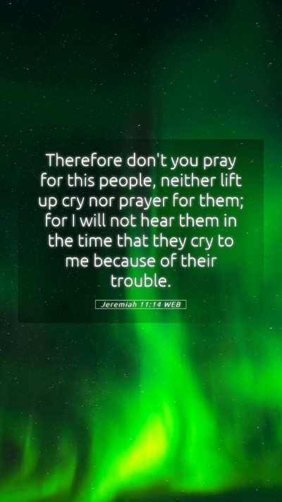 Picture 05 - Jeremiah 11:14 WEB Mobile Phone Wallpaper - Therefore don't you pray for this people, neither - Mobile Bible Verse Wallpaper