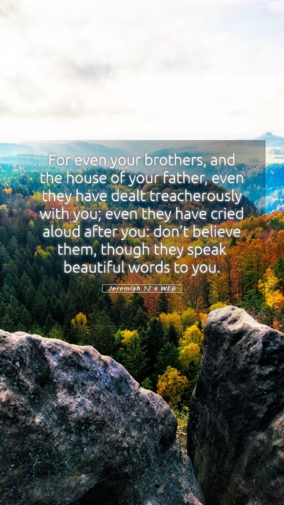 Picture 05 - Jeremiah 12:6 WEB Mobile Phone Wallpaper - For even your brothers, and the house of your - Mobile Bible Verse Wallpaper