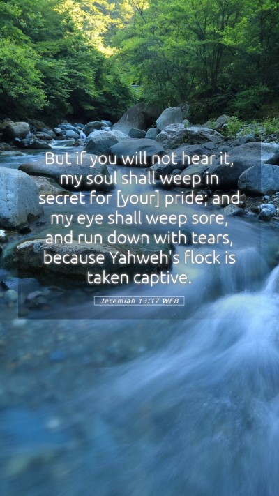 Picture 05 - Jeremiah 13:17 WEB Mobile Phone Wallpaper - But if you will not hear it, my soul shall weep - Mobile Bible Verse Wallpaper