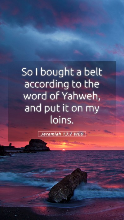 Picture 05 - Jeremiah 13:2 WEB Mobile Phone Wallpaper - So I bought a belt according to the word of - Mobile Bible Verse Wallpaper