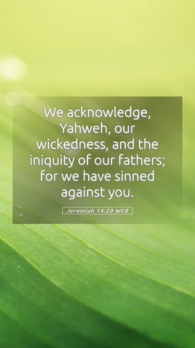 Picture 05 - Jeremiah 14:20 WEB Mobile Phone Wallpaper - We acknowledge, Yahweh, our wickedness, and the - Mobile Bible Verse Wallpaper