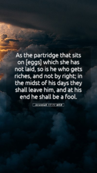 Picture 05 - Jeremiah 17:11 WEB Mobile Phone Wallpaper - As the partridge that sits on [eggs] which she - Mobile Bible Verse Wallpaper