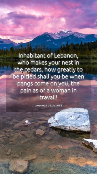 Picture 05 - Jeremiah 22:23 WEB Mobile Phone Wallpaper - Inhabitant of Lebanon, who makes your nest in the - Mobile Bible Verse Wallpaper
