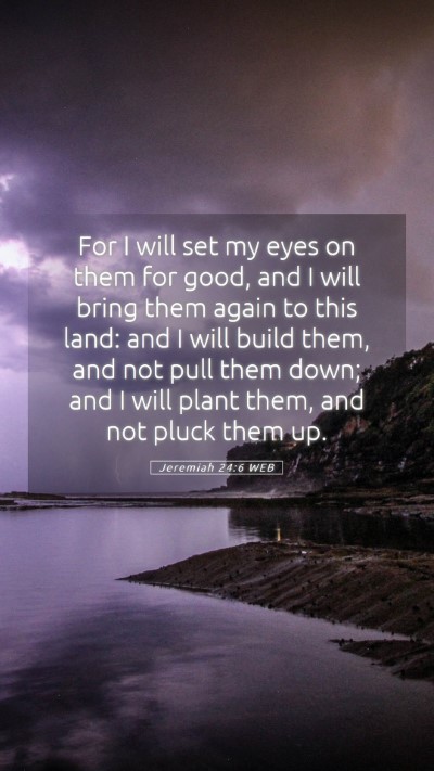 Picture 05 - Jeremiah 24:6 WEB Mobile Phone Wallpaper - For I will set my eyes on them for good, and I - Mobile Bible Verse Wallpaper