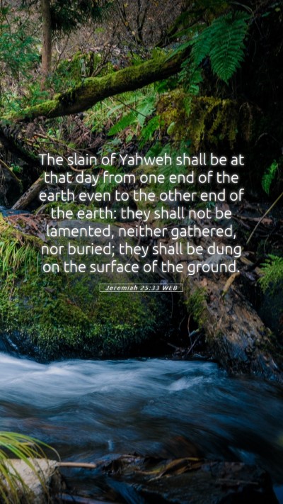 Picture 05 - Jeremiah 25:33 WEB Mobile Phone Wallpaper - The slain of Yahweh shall be at that day from one - Mobile Bible Verse Wallpaper