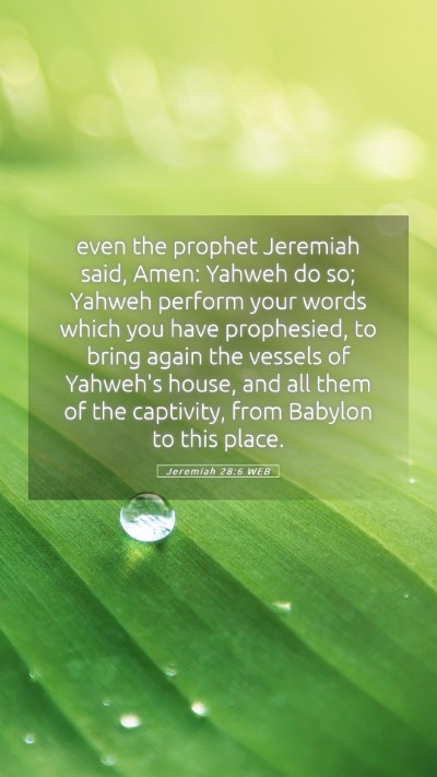 Picture 05 - Jeremiah 28:6 WEB Mobile Phone Wallpaper - even the prophet Jeremiah said, Amen: Yahweh do - Mobile Bible Verse Wallpaper