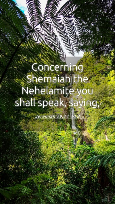 Picture 05 - Jeremiah 29:24 WEB Mobile Phone Wallpaper - Concerning Shemaiah the Nehelamite you shall - Mobile Bible Verse Wallpaper