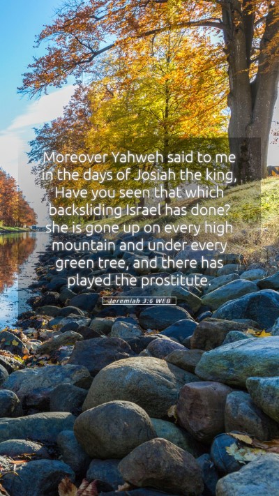Picture 05 - Jeremiah 3:6 WEB Mobile Phone Wallpaper - Moreover Yahweh said to me in the days of Josiah - Mobile Bible Verse Wallpaper
