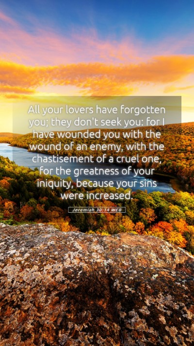 Picture 05 - Jeremiah 30:14 WEB Mobile Phone Wallpaper - All your lovers have forgotten you; they don't - Mobile Bible Verse Wallpaper