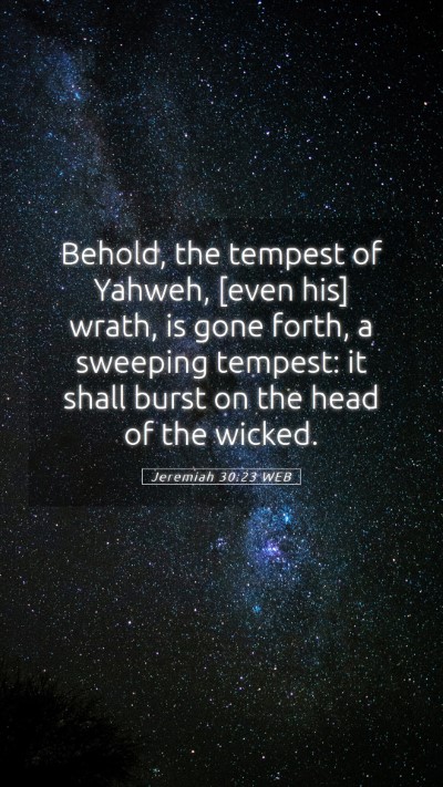 Picture 05 - Jeremiah 30:23 WEB Mobile Phone Wallpaper - Behold, the tempest of Yahweh, [even his] wrath, - Mobile Bible Verse Wallpaper