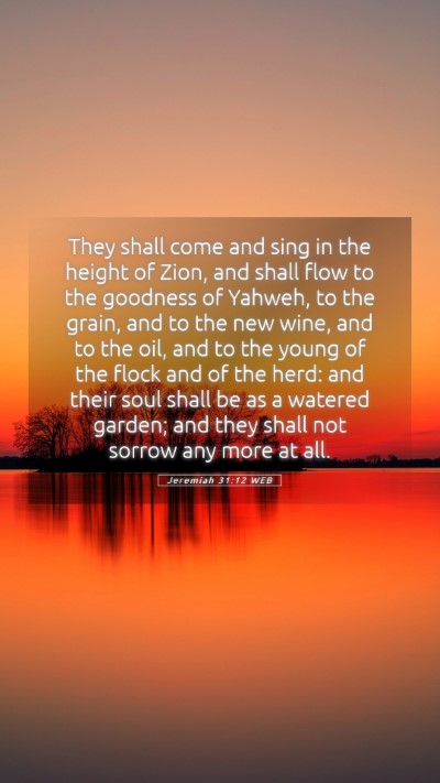 Picture 05 - Jeremiah 31:12 WEB Mobile Phone Wallpaper - They shall come and sing in the height of Zion, - Mobile Bible Verse Wallpaper